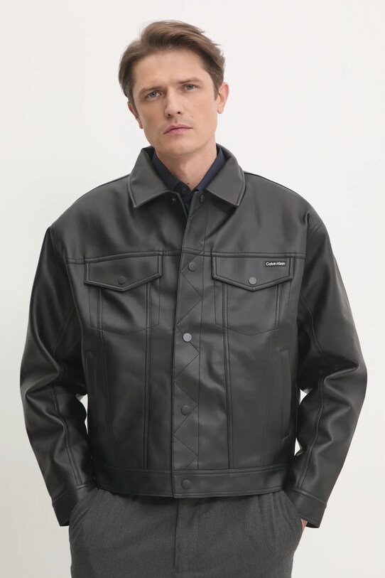 Bunda Calvin Klein Jeans oversize čierna J30J327030