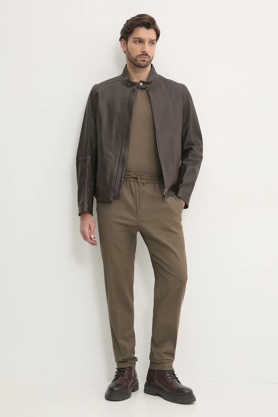 BOSS kurtka skórzana 50532475 brązowy SS25