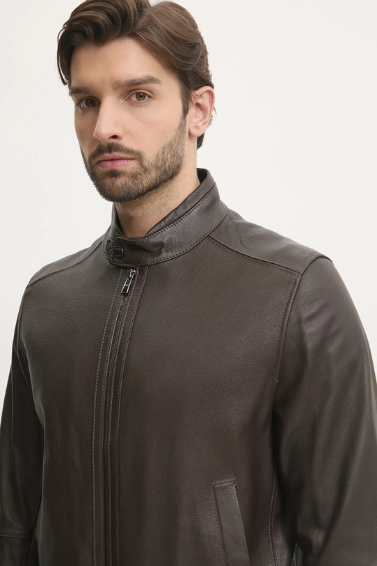 BOSS kurtka skórzana brązowy 50532475