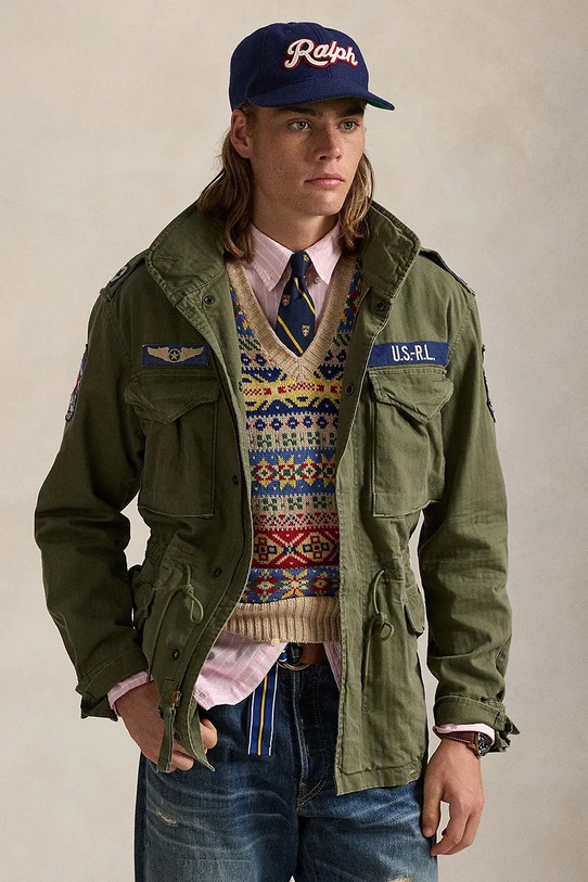 Polo Ralph Lauren kurtka bawełniana Icnc Fld Jkt Lined Field zielony 710961616