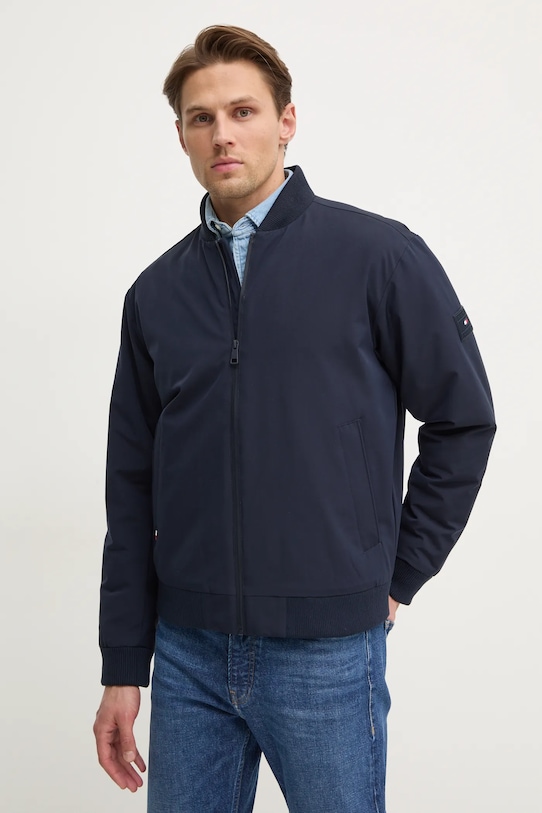 Tommy Hilfiger kurtka bomber bez kaptura granatowy MW0MW37789