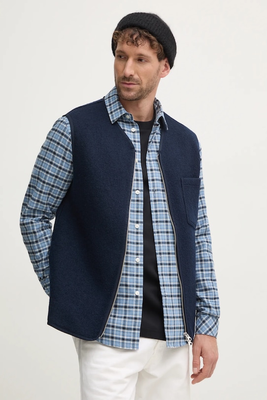 Кашемировый жилет Samsoe Samsoe без капюшона тёмно-синий M24400007