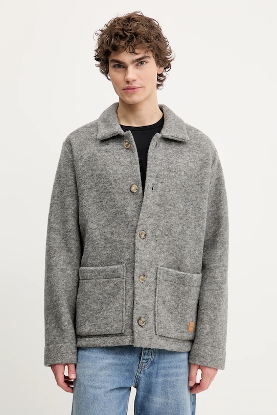 Vlněná košilová bunda A.P.C. veste thais bez kapuce šedá WOAQS.M02912