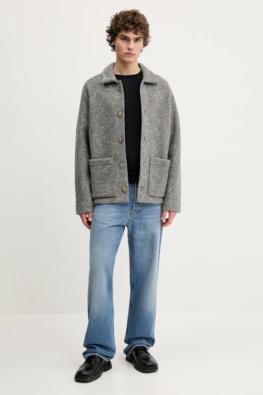 A.P.C. kurtka koszulowa wełniana veste thais WOAQS.M02912 szary SS25