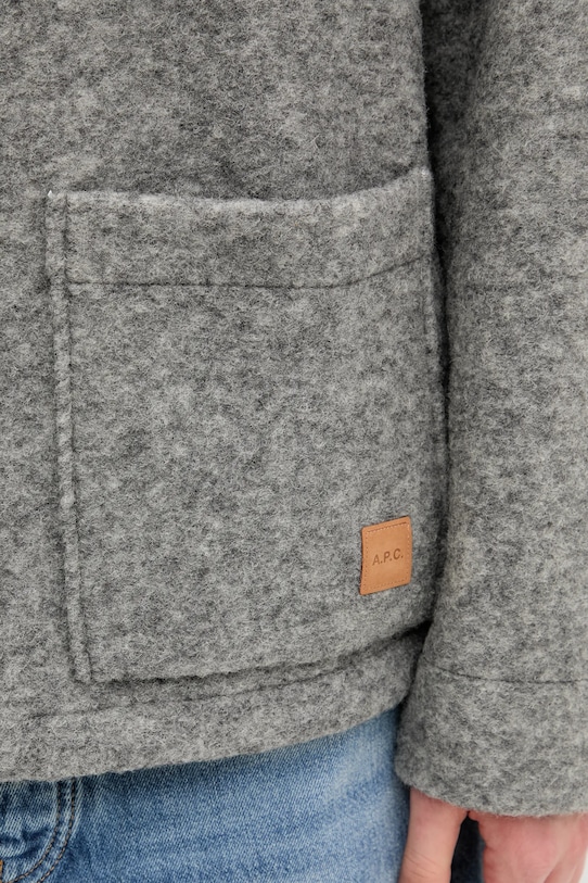 Vlněná košilová bunda A.P.C. veste thais WOAQS.M02912 šedá