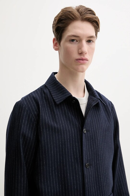 A.P.C. kurtka wełniana veste kerlouan doublee granatowy WOARO.H03208