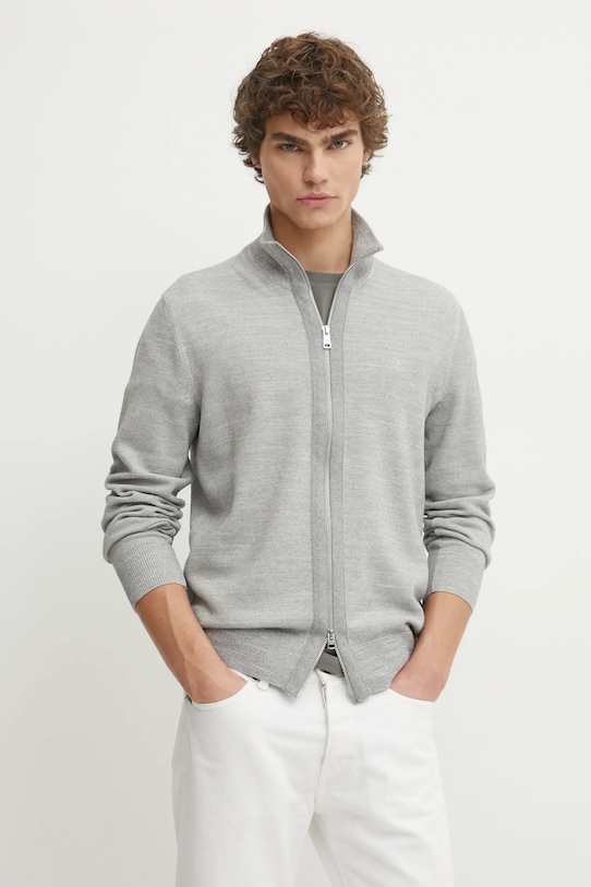Marc O'Polo cardigan din bumbac uni gri 520502361060