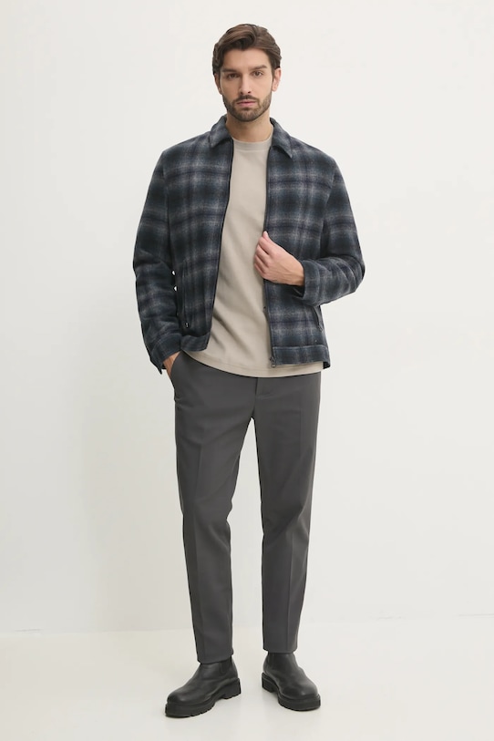 Pepe Jeans jachetă de cămașă din lână MARRINGTON PM403055 bleumarin SS25