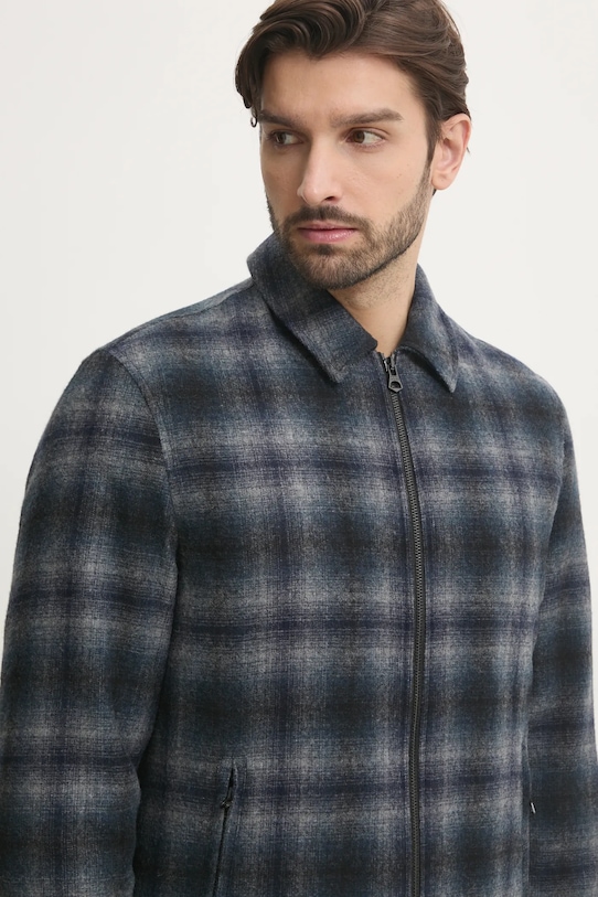Pepe Jeans jachetă de cămașă din lână MARRINGTON bleumarin PM403055