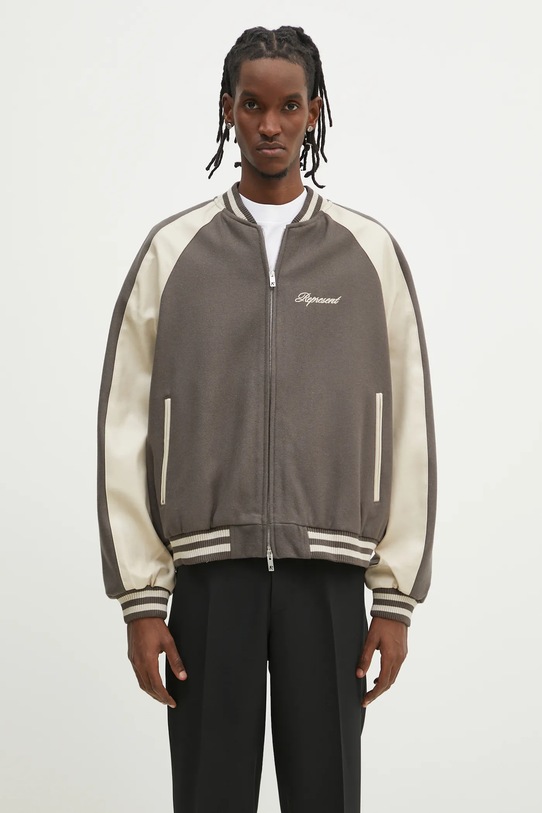 Vunena bomber jakna Represent Raglan Varsity Jacket vuna zelena MLM1803.46