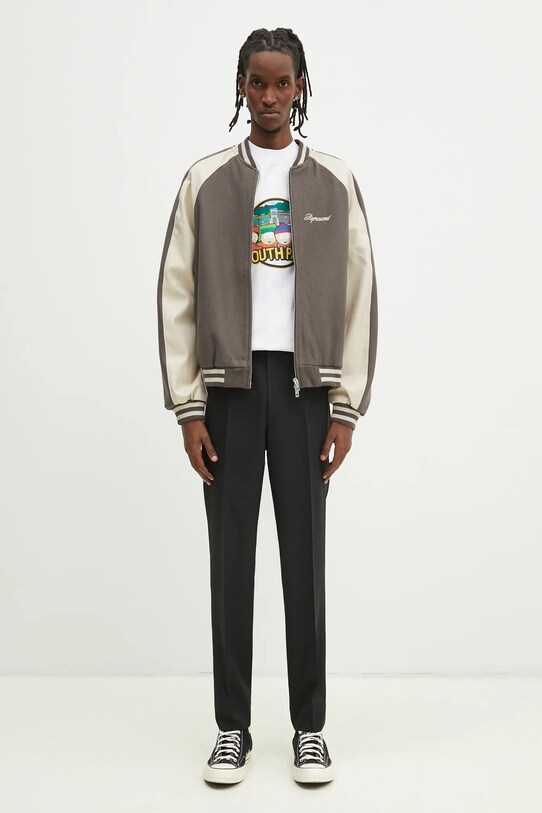 Represent kurtka bomber wełniana Raglan Varsity Jacket MLM1803.46 zielony