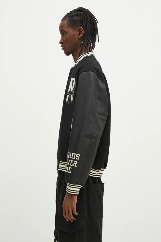Represent jacheta bomber din lana Owners Club Varsity Jacket MLM100231.01 negru SS25