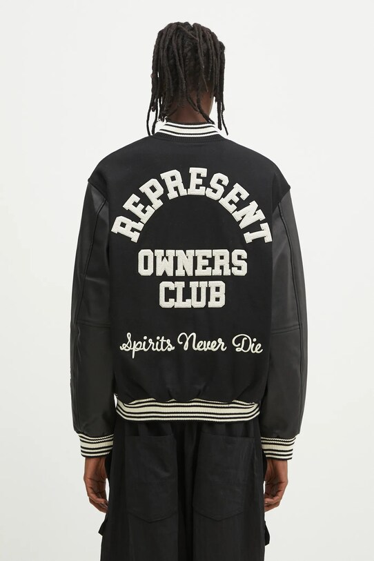 Îmbrăcăminte Represent jacheta bomber din lana Owners Club Varsity Jacket MLM100231.01 negru