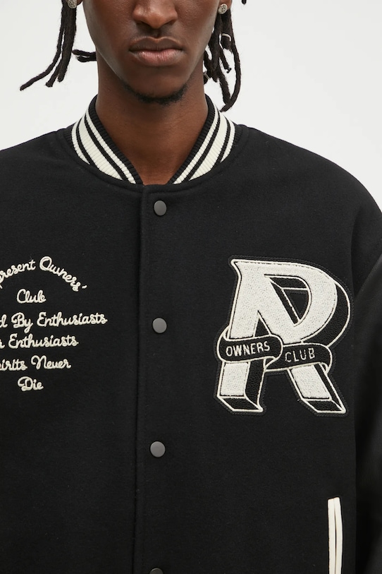 Вълнено яке бомбър Represent Owners Club Varsity Jacket черен MLM100231.01