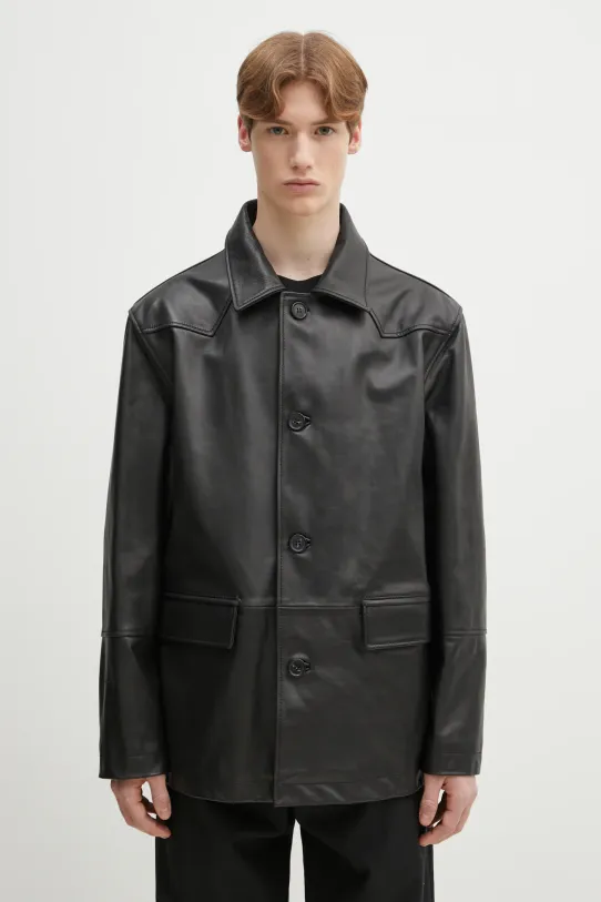 MM6 Maison Margiela kurtka skórzana nieocieplane czarny SH0AM0045