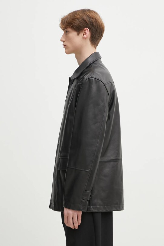 MM6 Maison Margiela geaca de piele SH0AM0045 negru SS25