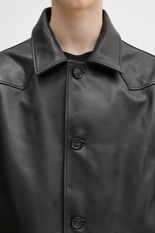 MM6 Maison Margiela geaca de piele SH0AM0045 negru