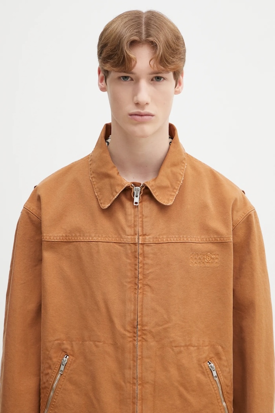 MM6 Maison Margiela koszula bawełniana brązowy SH0AM0048