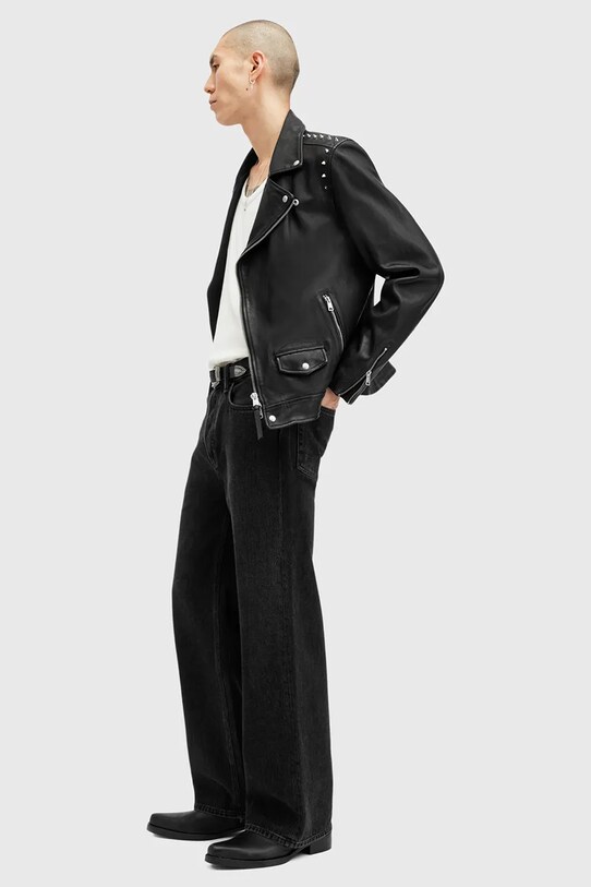 Kožená bunda AllSaints CROW M053LB čierna
