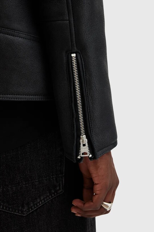 Kožená bunda AllSaints HAYWARD čierna M057LB