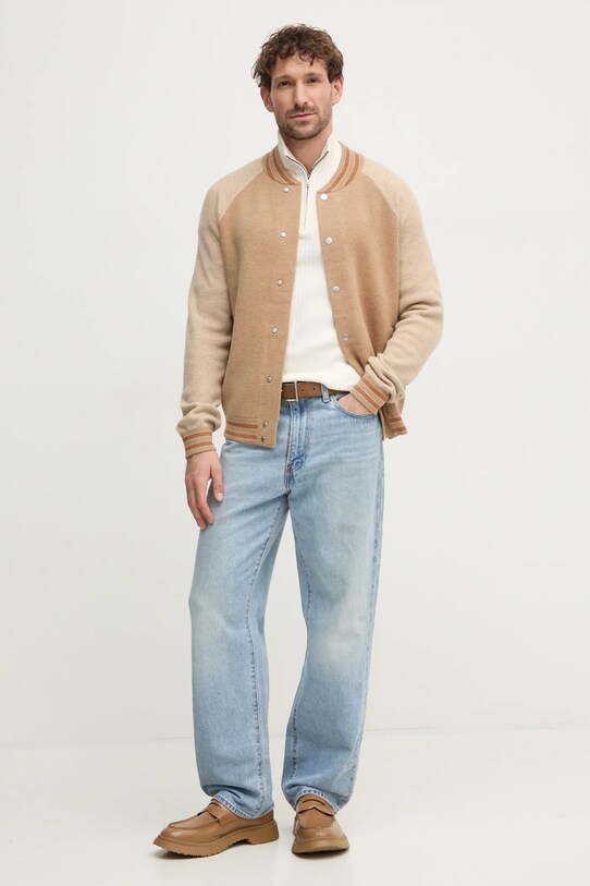 Hackett London cardigan HM703278 bej SS25