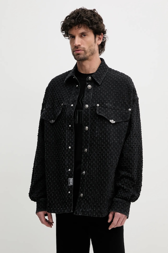 Τζιν μπουφάν Versace Jeans Couture χωρίς κουκούλα μαύρο 78GAS454.DW060AG1