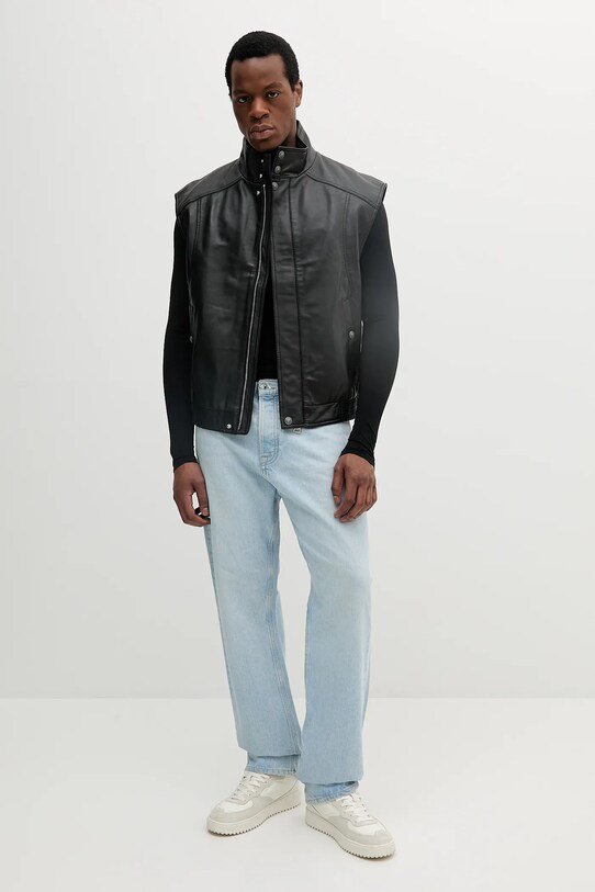 Versace Jeans Couture bezrękawnik skórzany 78GAVP00.CPPS3 czarny SS25