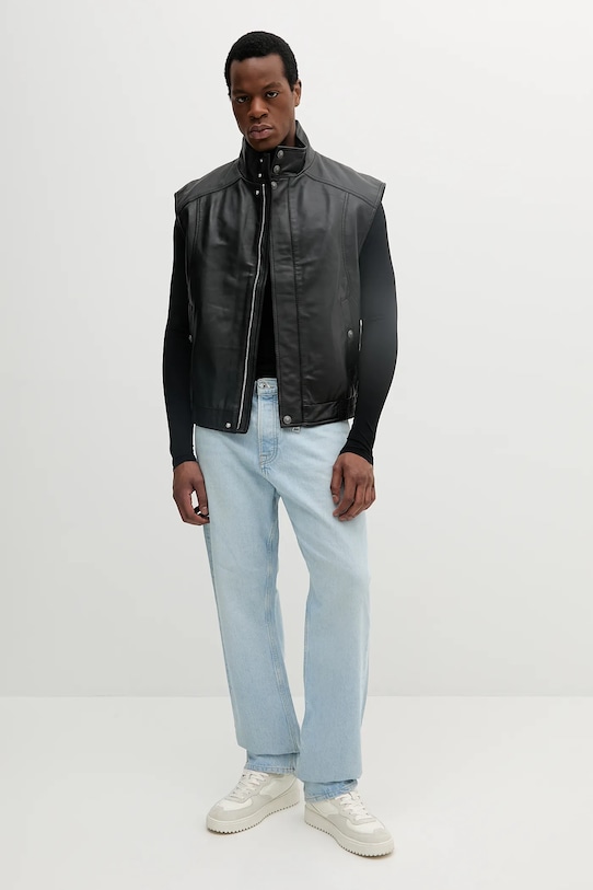 Kožená vesta Versace Jeans Couture 78GAVP00.CPPS3 černá SS25