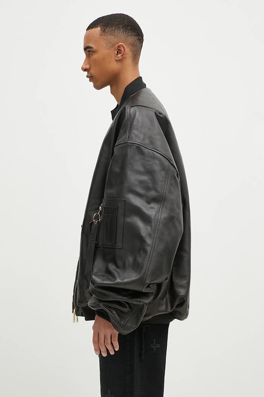 Clothing VETEMENTS jacket Oversized Leather Bomber UA66JA200B black