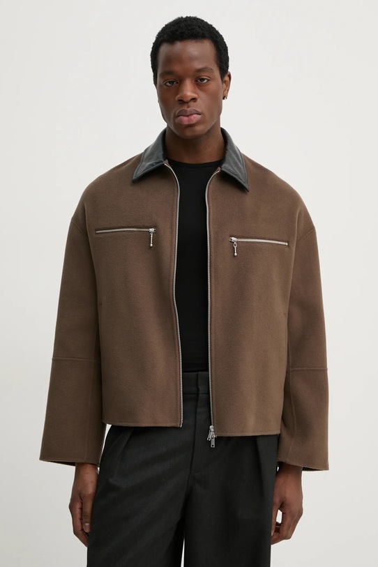 Вовняна куртка-сорочка Nanushka MALACHI коричневий NM25RSJK04326