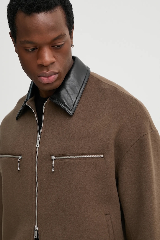 Вовняна куртка-сорочка Nanushka MALACHI NM25RSJK04326 коричневий