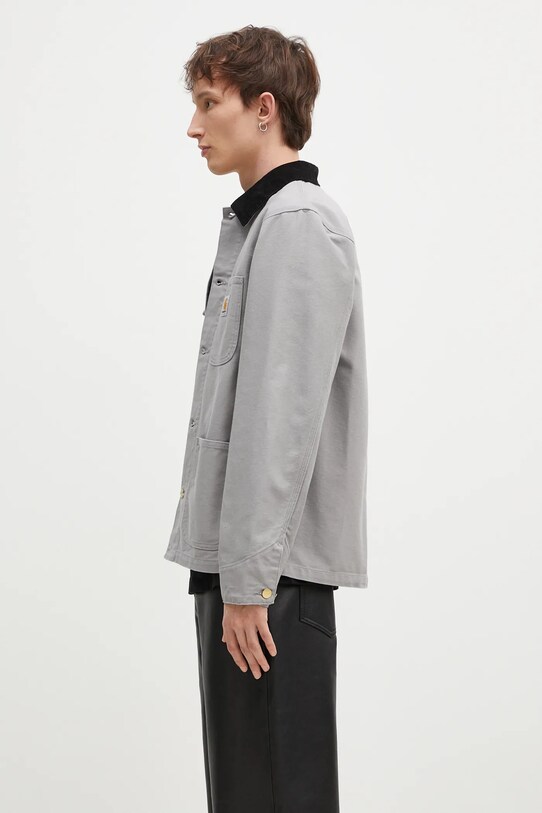 Carhartt WIP jachetă tip cămașă din bumbac Michigan Coat I031519.2NZ02 gri SS25
