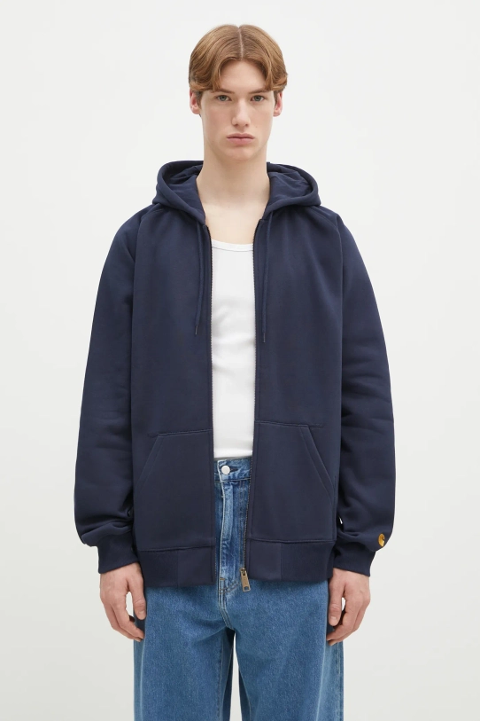 Mikina Carhartt WIP Hooded Chase Jacket jednofarebný tmavomodrá I033664.2MZXX