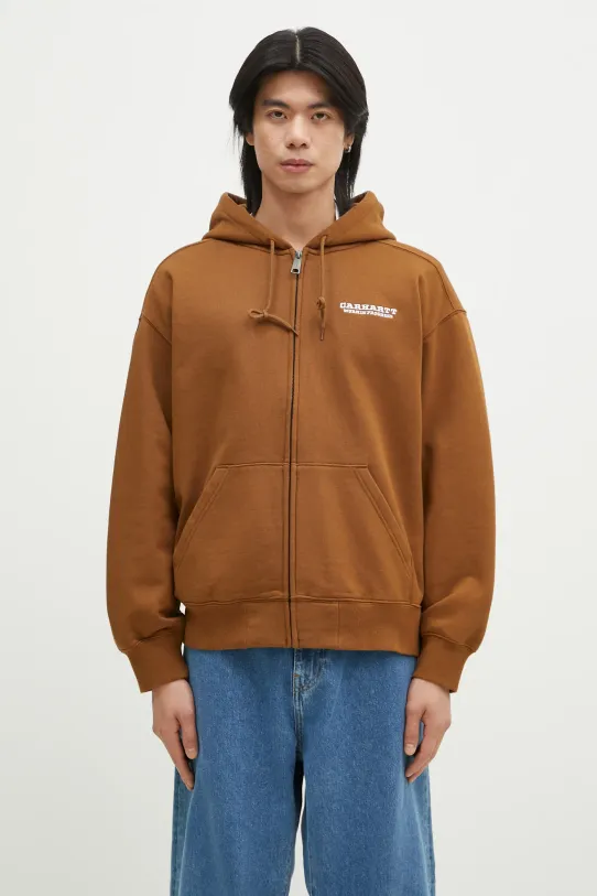 Mikina Carhartt WIP Hooded Runaway Sweat Jacket potlač hnedá I034414.2IQ06