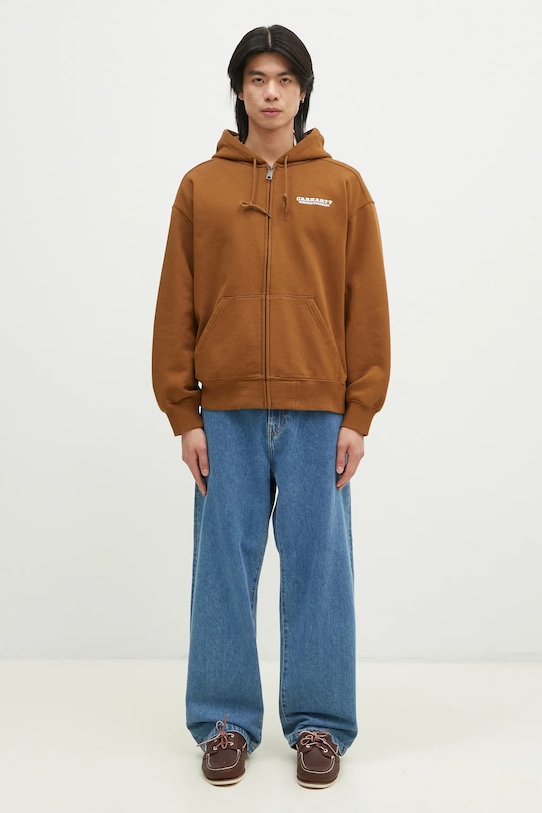 Mikina Carhartt WIP Hooded Runaway Sweat Jacket I034414.2IQ06 hnedá