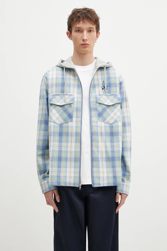 Košulja s primjesom vune ICECREAM Hooded Flannel Zip Through relaxed plava IC24435