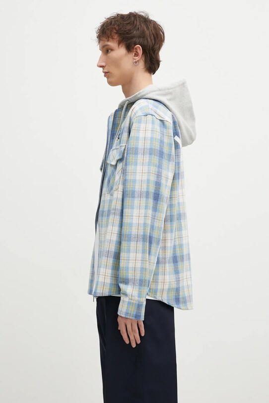 Košulja s primjesom vune ICECREAM Hooded Flannel Zip Through IC24435 plava SS25