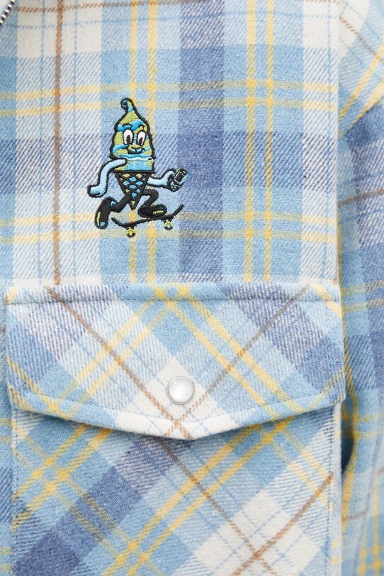 Košulja s primjesom vune ICECREAM Hooded Flannel Zip Through plava IC24435