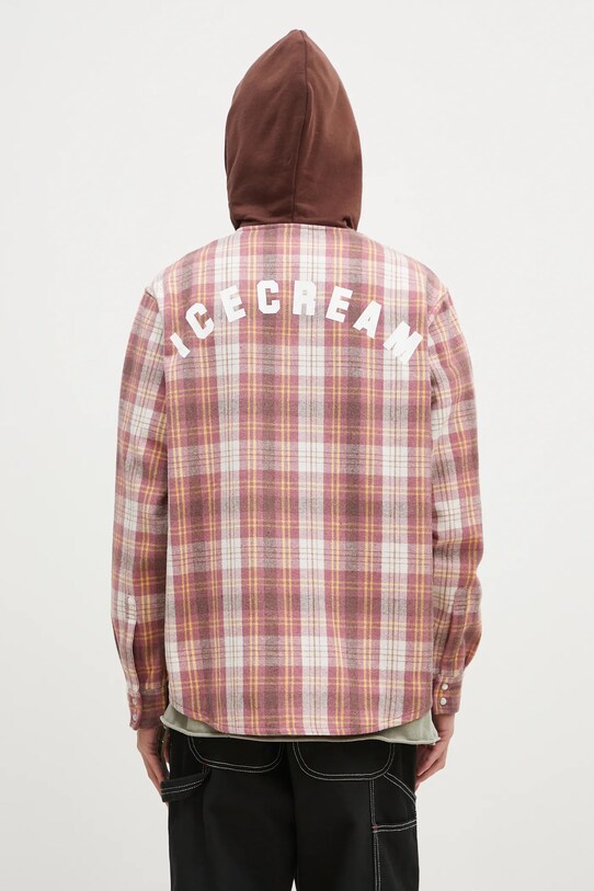 Odzież ICECREAM koszula z domieszką wełny Hooded Flannel Zip Through IC24435 brązowy