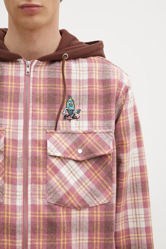 Сорочка з домішкою вовни ICECREAM Hooded Flannel Zip Through коричневий IC24435