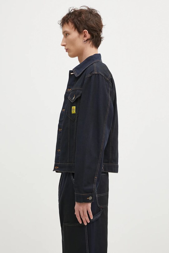 Rifľová bunda ICECREAM Oil Stained Trucker Jacket ICW008 modrá SS25