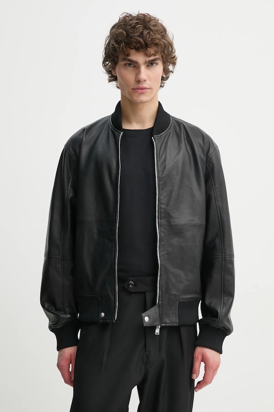 Iceberg kurtka bomber skórzana nieocieplane czarny ZO11.6805