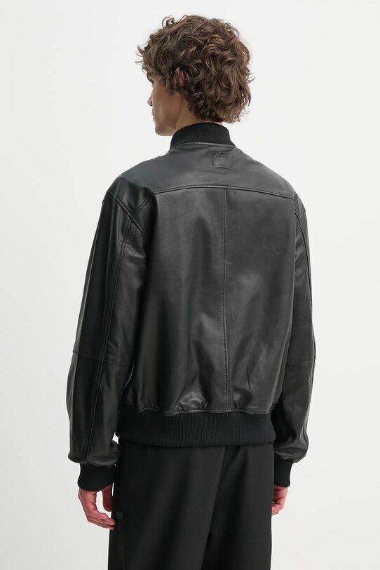 Odzież Iceberg kurtka bomber skórzana ZO11.6805 czarny