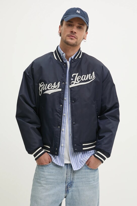 Куртка-бомбер Guess Jeans з підкладкою темно-синій M5RL54.WHAA2
