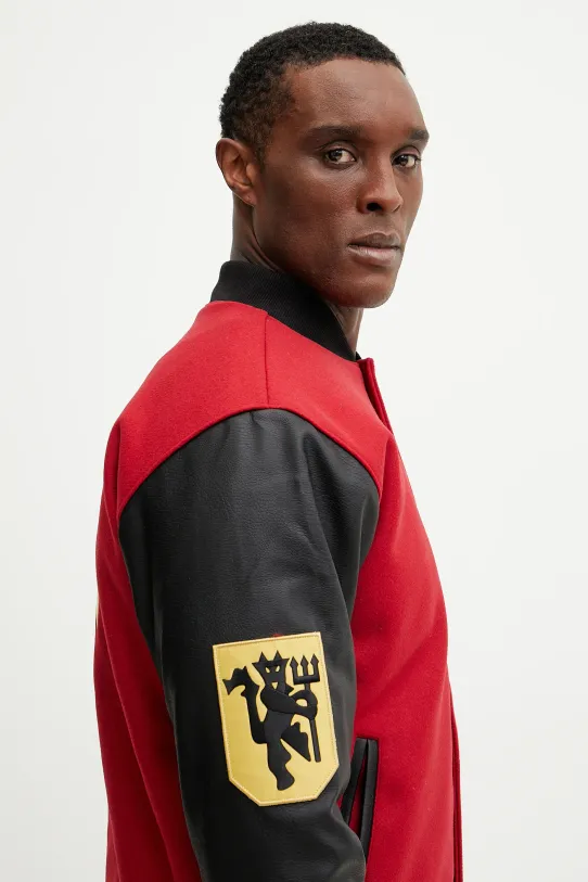 adidas Originals kurtka bomber z domieszką wełny Manchester United VRCT JF0366 czerwony