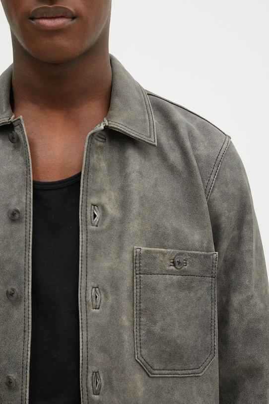 Samsoe Samsoe kurtka skórzana Saruffo X C szary M24400053