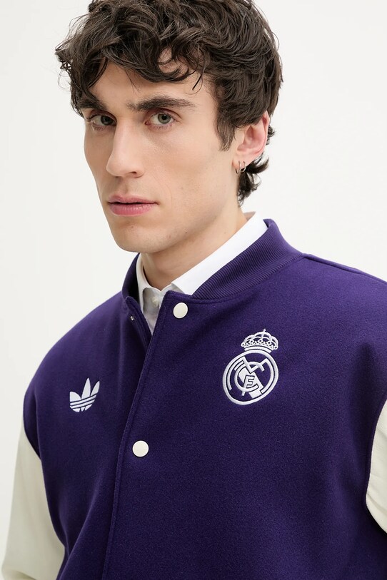 Bunda z vlněné směsi adidas Originals Real CNY JKT fialová JF2587