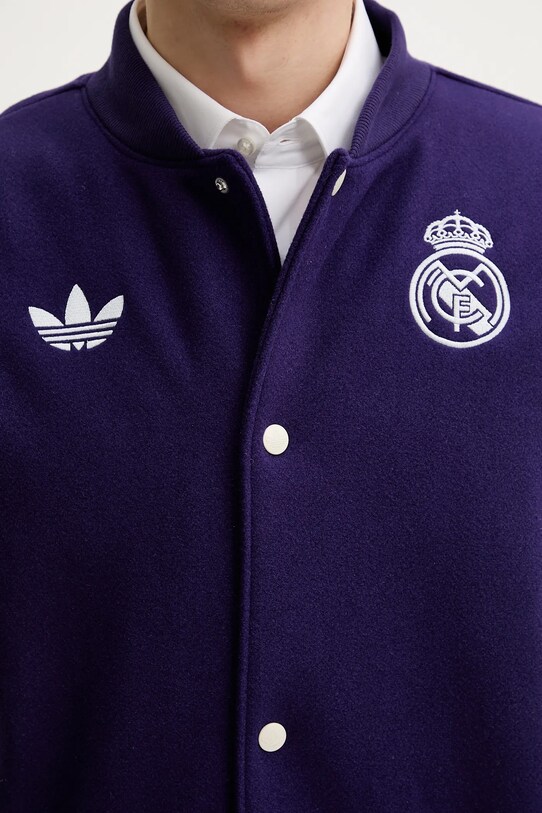 Bunda z vlněné směsi adidas Originals Real CNY JKT JF2587 fialová