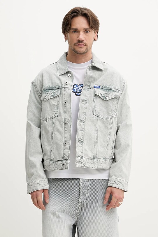 Hugo Blue geacă din denim necaptusit gri 50534538