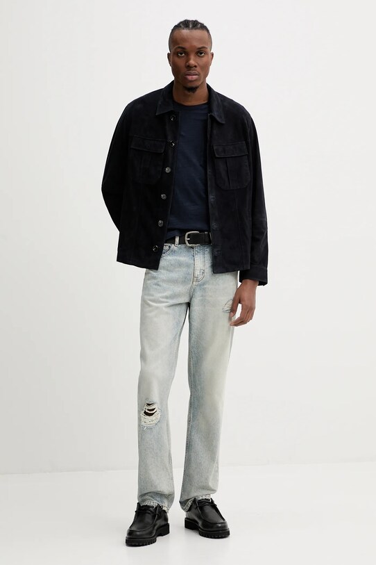Kožená bunda ZADIG&VOLTAIRE RMOW01119.404 tmavomodrá SS25